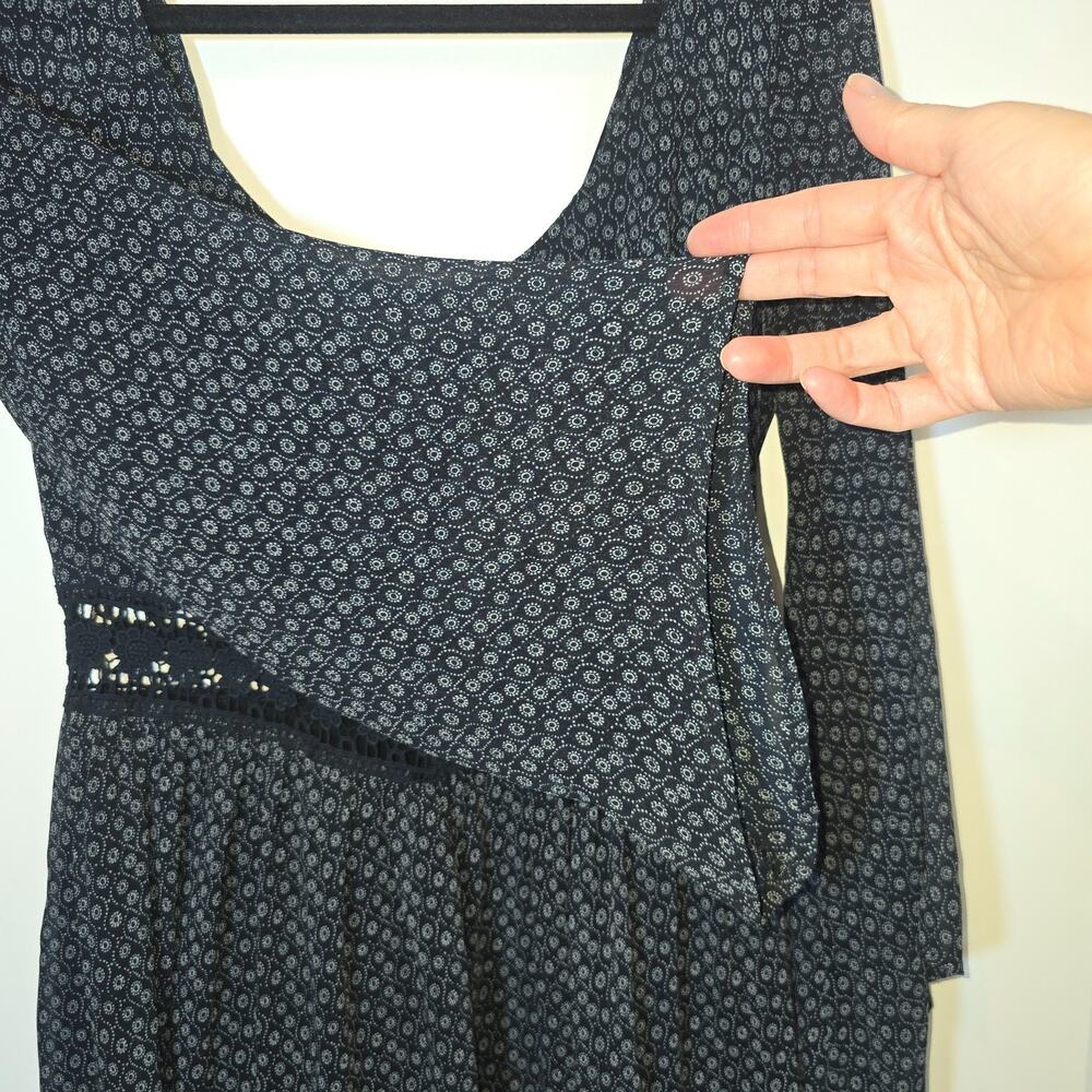 Hollister Y2K Womens Skater Boho Mini Dress Sz S Floral Paisley Flare Sleeve - Picture 5 of 10